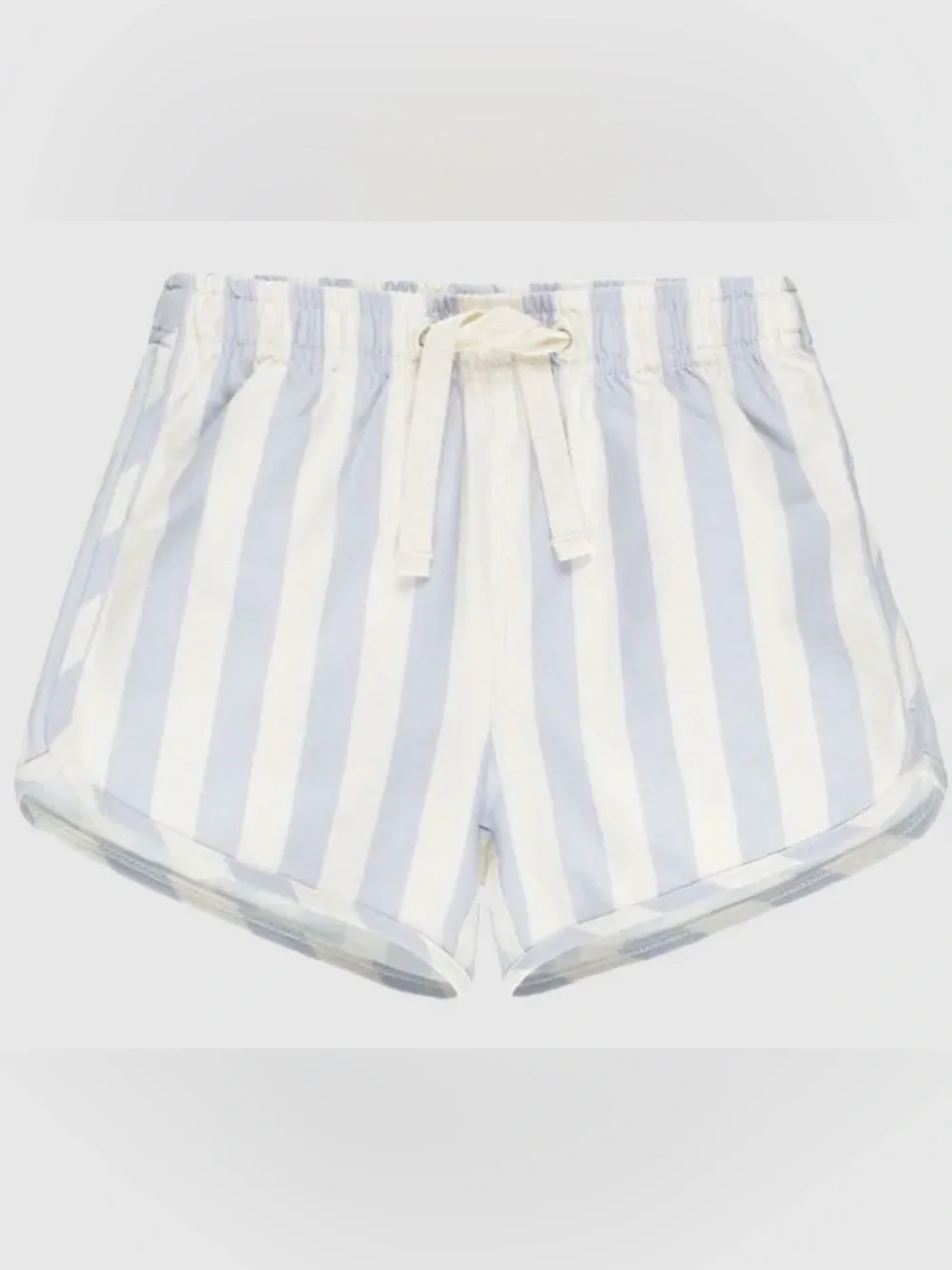 Rylee + Cru Light Blue & White Striped Drawstring Swim Shorts, 4-5T